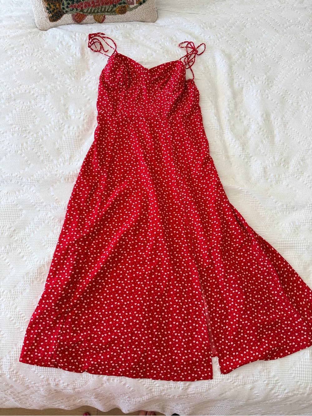 SHEIN Red Polka Dot Heart Strap Dress